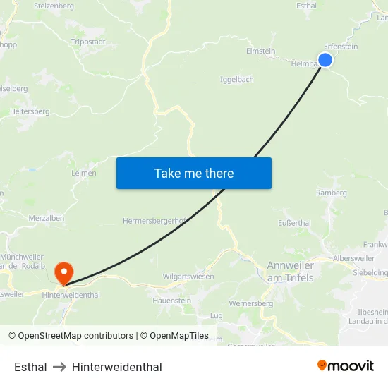 Esthal to Hinterweidenthal map