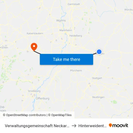 Verwaltungsgemeinschaft Neckarsulm to Hinterweidenthal map
