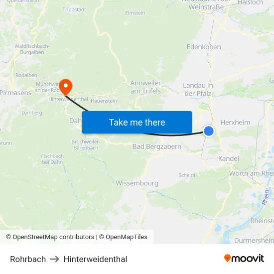 Rohrbach to Hinterweidenthal map