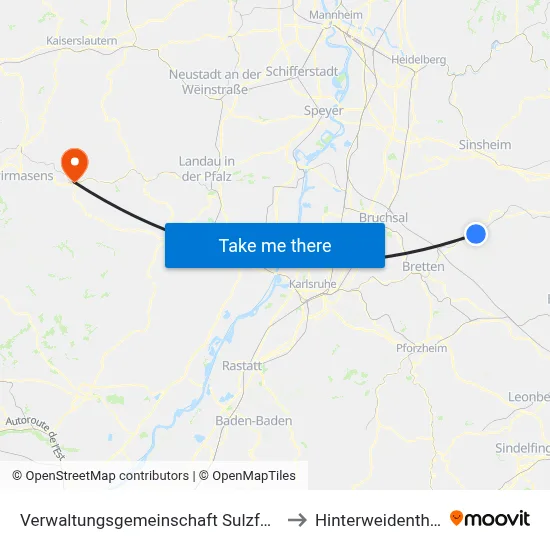 Verwaltungsgemeinschaft Sulzfeld to Hinterweidenthal map