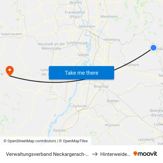 Verwaltungsverband Neckargerach-Waldbrunn to Hinterweidenthal map