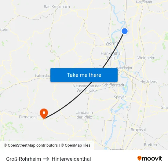 Groß-Rohrheim to Hinterweidenthal map