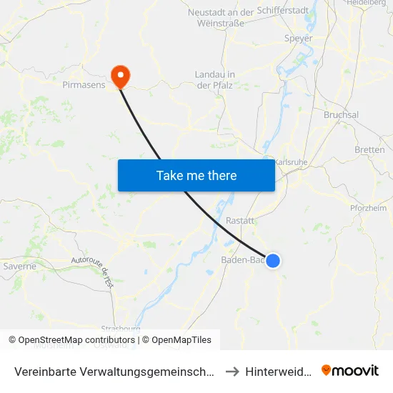 Vereinbarte Verwaltungsgemeinschaft Gernsbach to Hinterweidenthal map