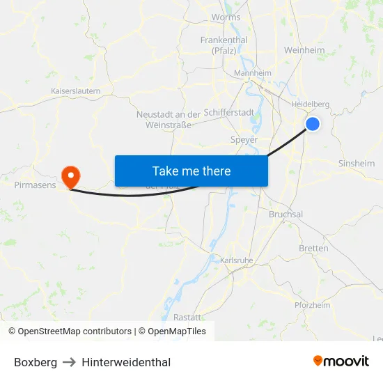 Boxberg to Hinterweidenthal map