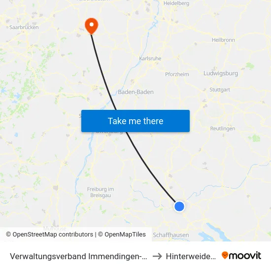 Verwaltungsverband Immendingen-Geisingen to Hinterweidenthal map