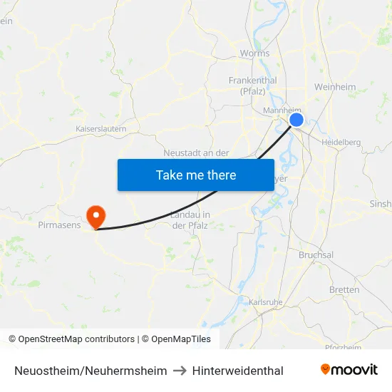 Neuostheim/Neuhermsheim to Hinterweidenthal map
