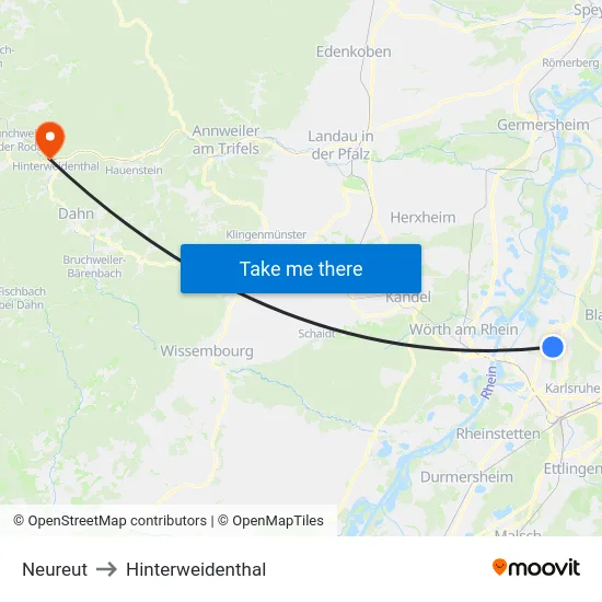Neureut to Hinterweidenthal map
