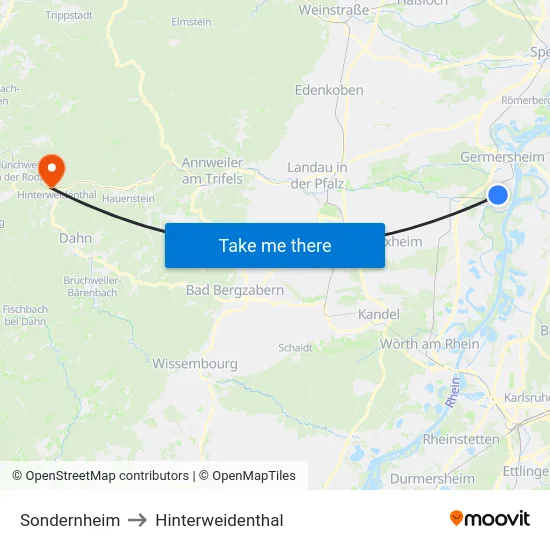 Sondernheim to Hinterweidenthal map