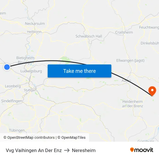 Vvg Vaihingen An Der Enz to Neresheim map
