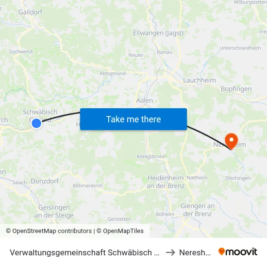 Verwaltungsgemeinschaft Schwäbisch Gmünd to Neresheim map