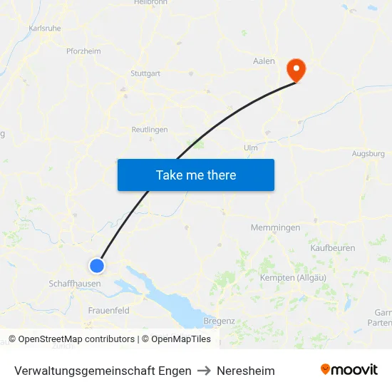 Verwaltungsgemeinschaft Engen to Neresheim map