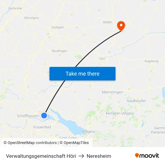 Verwaltungsgemeinschaft Höri to Neresheim map