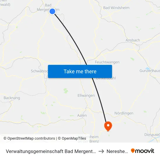 Verwaltungsgemeinschaft Bad Mergentheim to Neresheim map