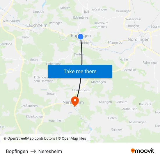 Bopfingen to Neresheim map