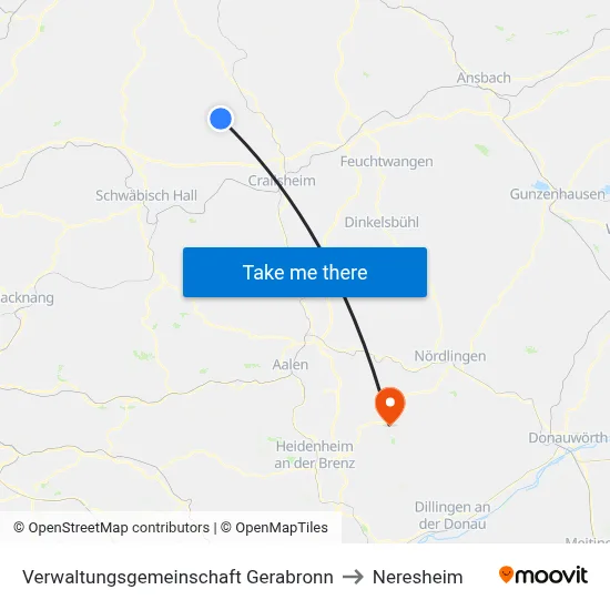 Verwaltungsgemeinschaft Gerabronn to Neresheim map