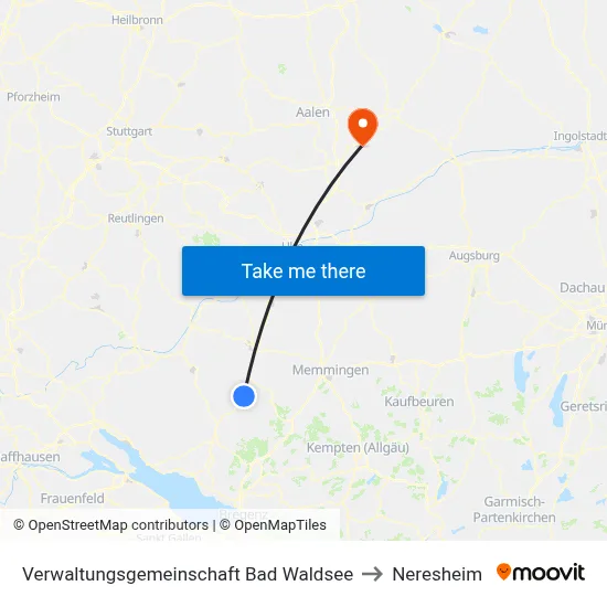 Verwaltungsgemeinschaft Bad Waldsee to Neresheim map