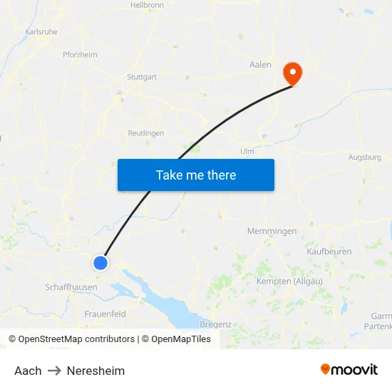 Aach to Neresheim map