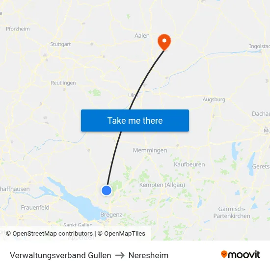Verwaltungsverband Gullen to Neresheim map