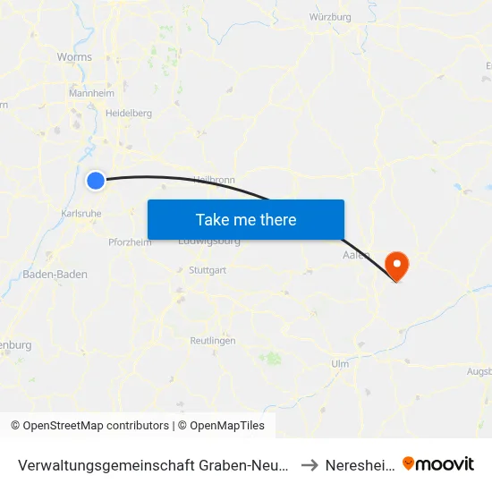 Verwaltungsgemeinschaft Graben-Neudorf to Neresheim map
