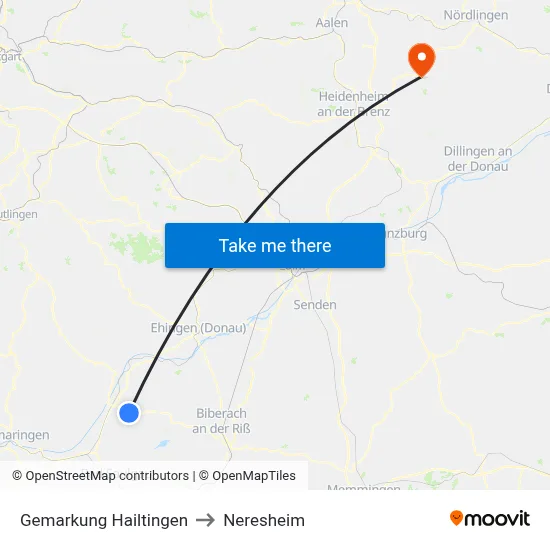 Gemarkung Hailtingen to Neresheim map