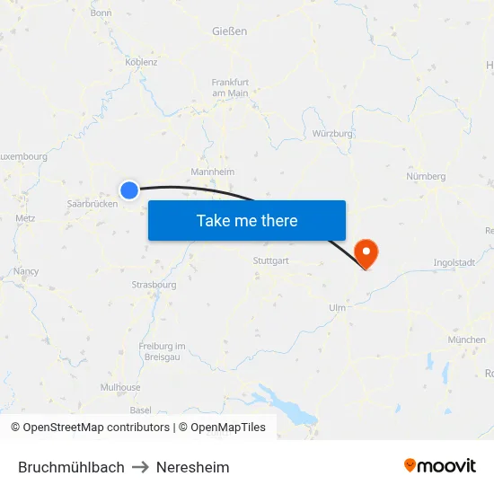 Bruchmühlbach to Neresheim map