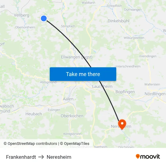 Frankenhardt to Neresheim map