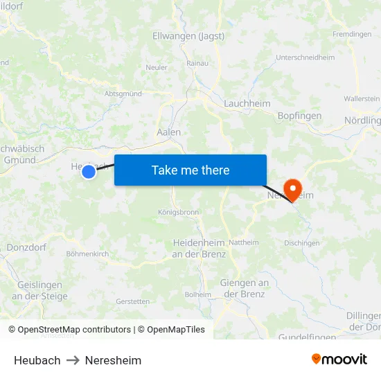 Heubach to Neresheim map