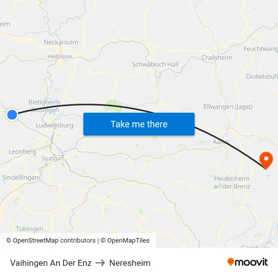Vaihingen An Der Enz to Neresheim map