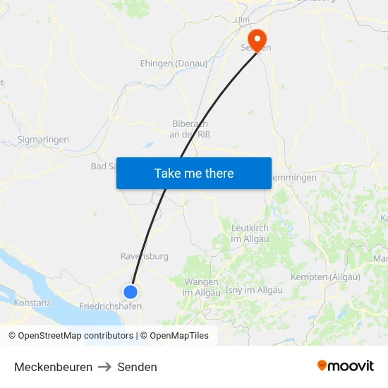 Meckenbeuren to Senden map