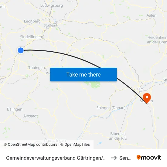 Gemeindeverwaltungsverband Gärtringen/Ehningen to Senden map