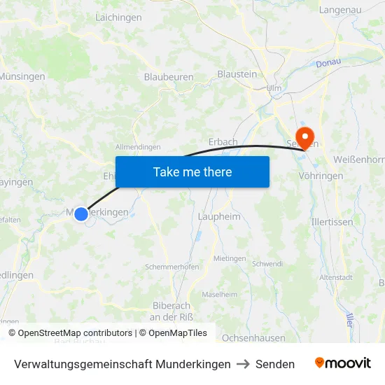 Verwaltungsgemeinschaft Munderkingen to Senden map