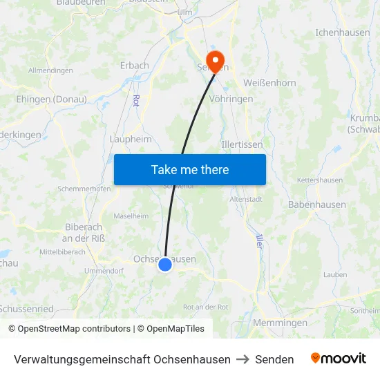 Verwaltungsgemeinschaft Ochsenhausen to Senden map