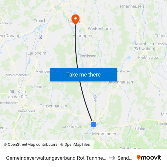 Gemeindeverwaltungsverband Rot-Tannheim to Senden map