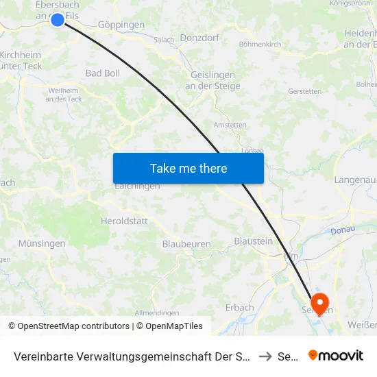Vereinbarte Verwaltungsgemeinschaft Der Stadt Ebersbach An Der Fils to Senden map