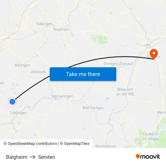 Balgheim to Senden map