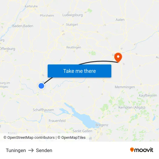 Tuningen to Senden map