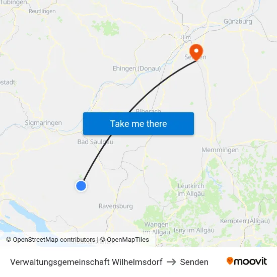 Verwaltungsgemeinschaft Wilhelmsdorf to Senden map