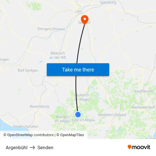 Argenbühl to Senden map