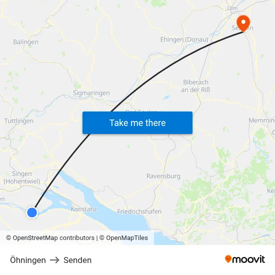 Öhningen to Senden map