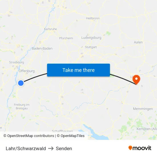 Lahr/Schwarzwald to Senden map