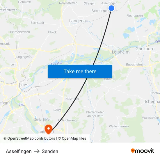 Asselfingen to Senden map