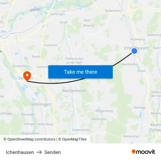 Ichenhausen to Senden map