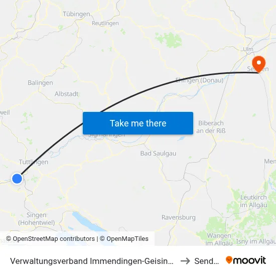 Verwaltungsverband Immendingen-Geisingen to Senden map