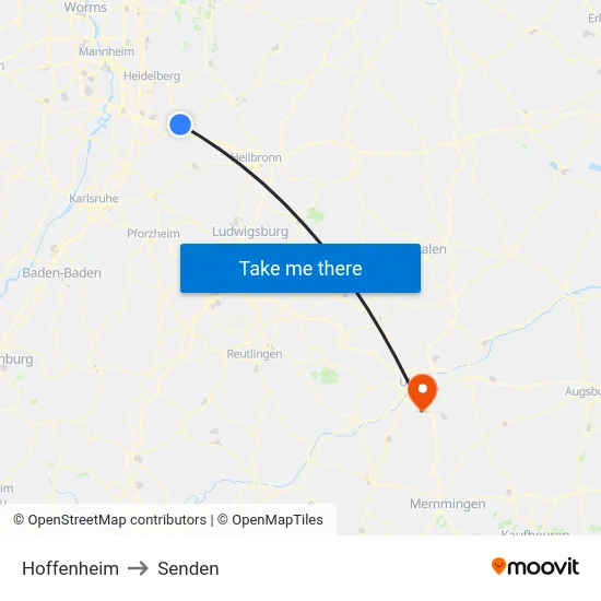 Hoffenheim to Senden map
