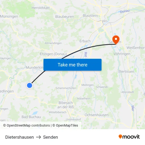 Dietershausen to Senden map