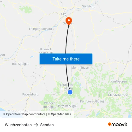 Wuchzenhofen to Senden map