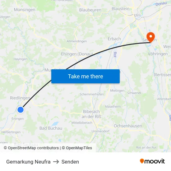 Gemarkung Neufra to Senden map
