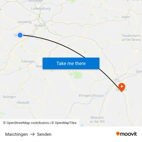 Maichingen to Senden map
