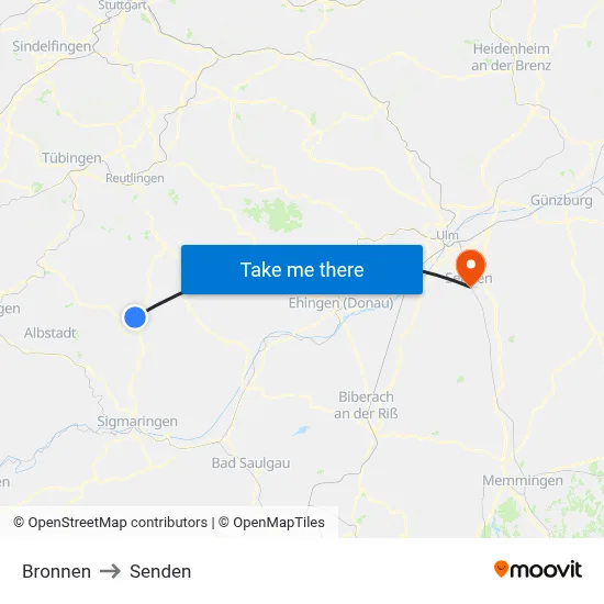 Bronnen to Senden map