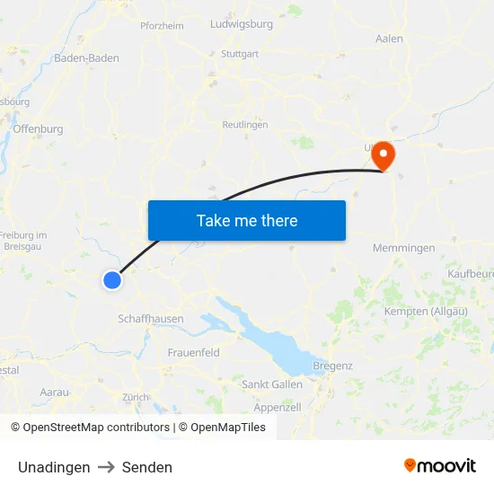 Unadingen to Senden map